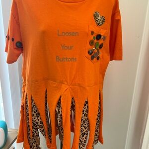 Orange Kids Shirt with Leopard Accents